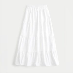 Hollister White Tiered Ruffle Maxi Skirt